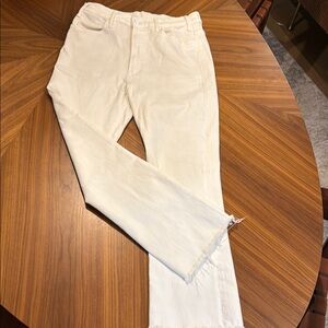 MOTHER Cream Ankle Fray Jeans
